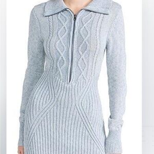 Free People blue gray knit Sweater Dress nwt L